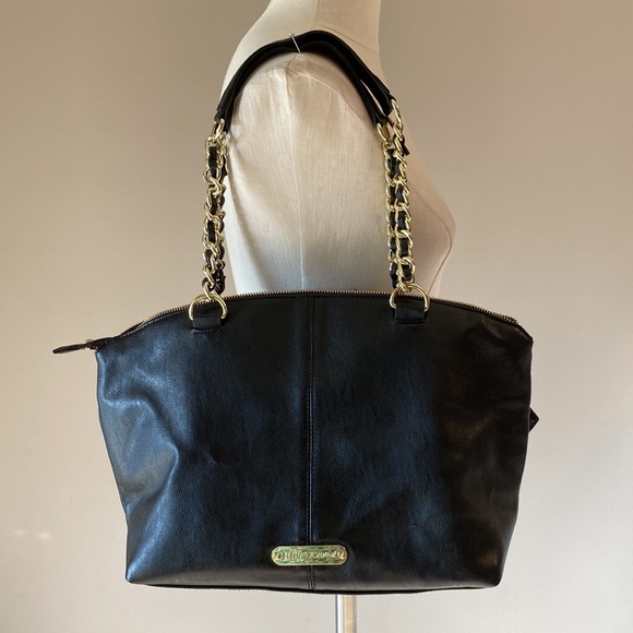 🌹Betsy Johnson pink floral bow shoulder / hand bag vintage black oversized - Picture 3 of 16